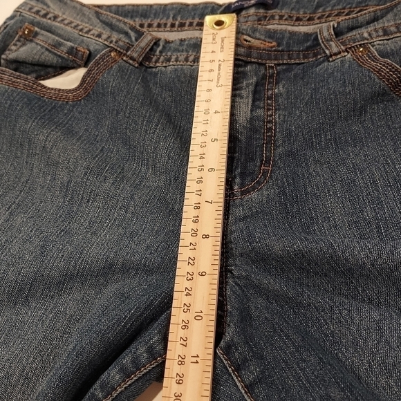 BANDOLINO Indigo denim Morgan high rise embroidered pockets jeans sz 14 - Picture 9 of 13